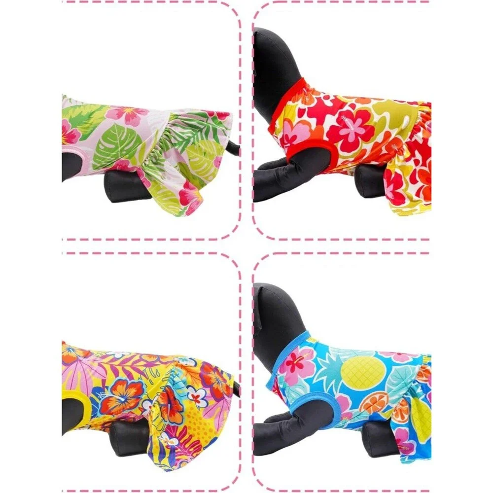 Hawaiian Dog Dresses for Extra Small Dogs Girl Female Pink Red Blue Yellow